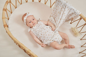 Aster and Oak Sable Muslin Tie Romper - White