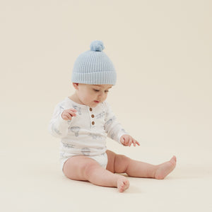 Aster and Oak Organic Cotton Knit Beanie - Pale Blue