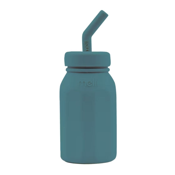 Melii Luxe Silicone Straw Bottle - Blue