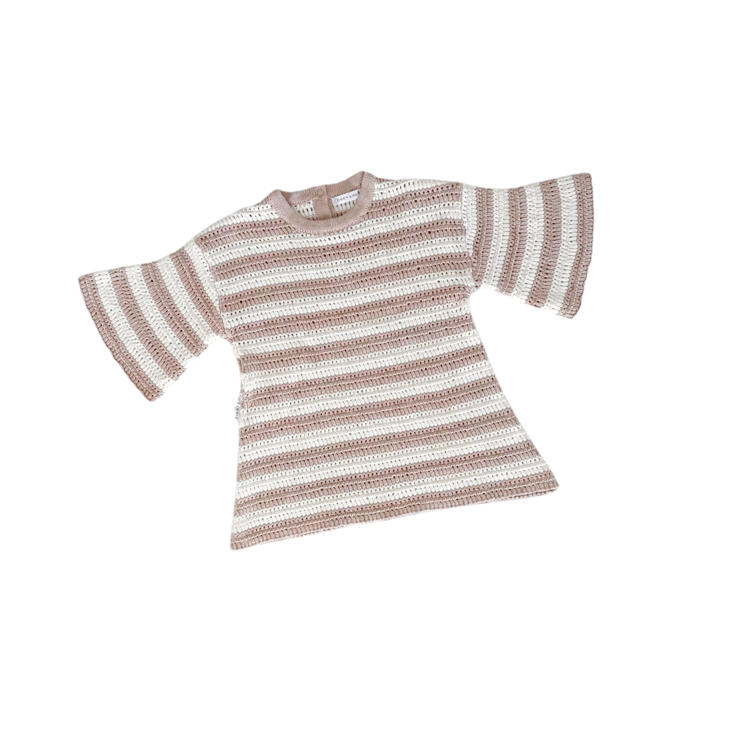Striped dress with short sleeves on a white background