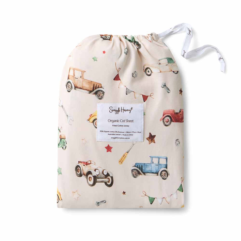 Snuggle Hunny Fitted Cot Sheet - Vintage Cars