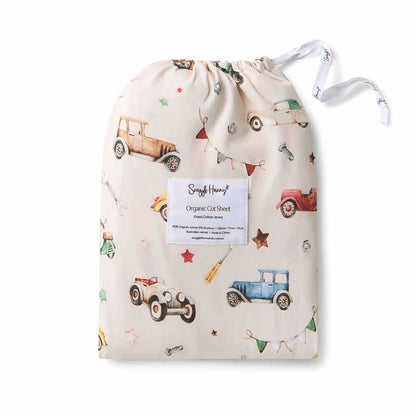 Snuggle Hunny Fitted Cot Sheet - Vintage Cars