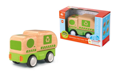 Wooden Friction Recycle Truck With Light And Sound