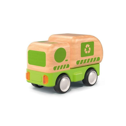 Wooden Friction Recycle Truck With Light And Sound