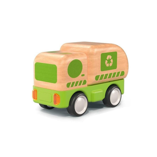 Wooden Friction Recycle Truck With Light And Sound
