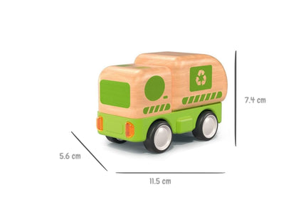 Wooden Friction Recycle Truck With Light And Sound