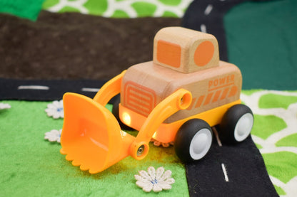 Wooden Friction Truck Bulldozer With Sound And Light