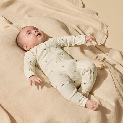 WILSON AND FRENCHY ORGANIC COTTON ZIPSUIT WITH FEET | BEE MINE