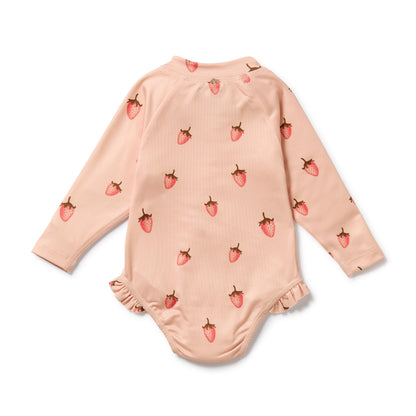 WILSON AND FRENCHY LONG SLEEVED SWIMSUIT | STRAWBERRY KISSES