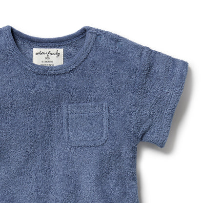 WILSON AND FRENCHY ORGANIC TERRY ROMPER | DEEP BLUE