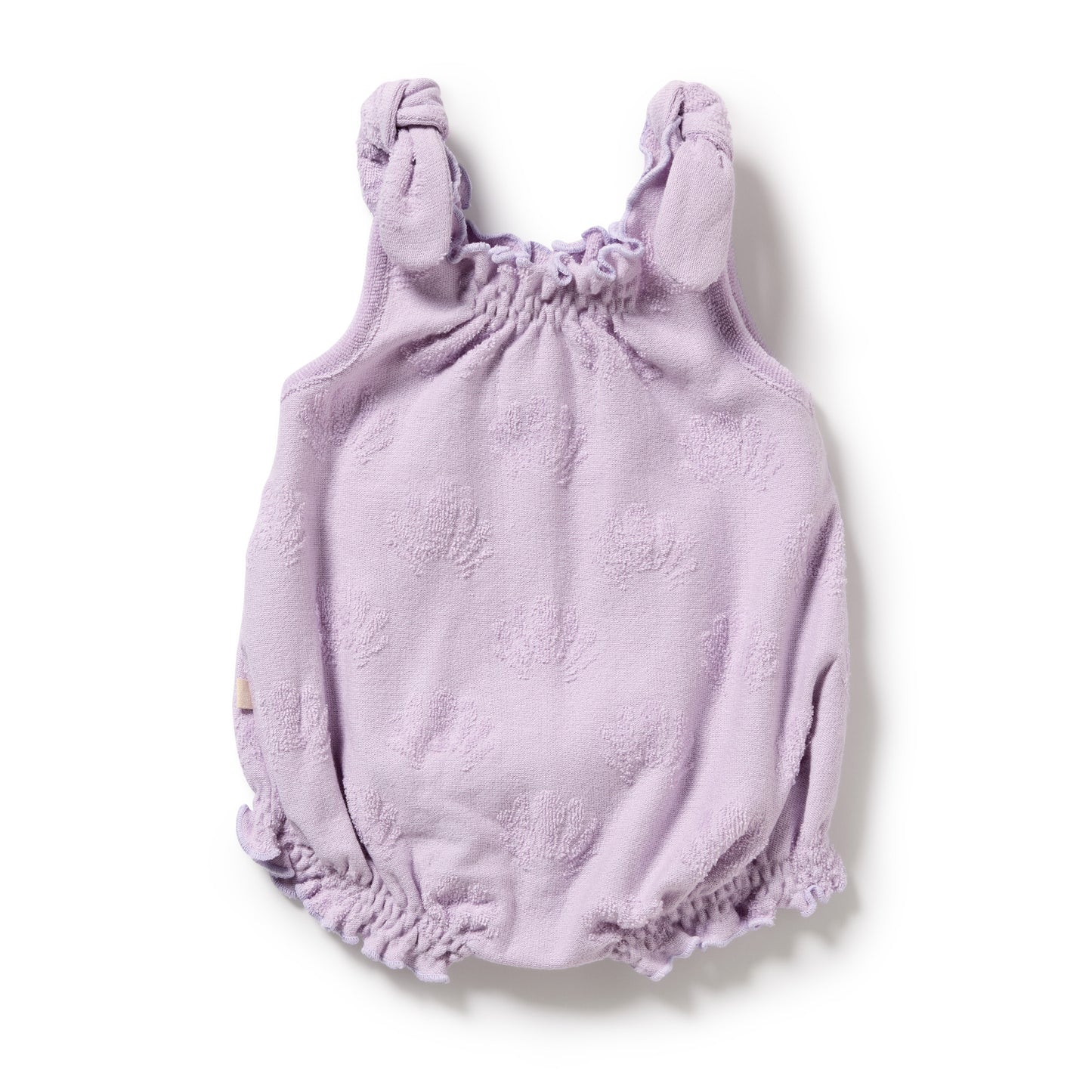 WILSON AND FRENCHY ORGANIC TERRY TIE PLAYSUIT | LAVENDER SHELLS