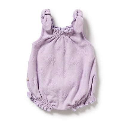 WILSON AND FRENCHY ORGANIC TERRY TIE PLAYSUIT | LAVENDER SHELLS