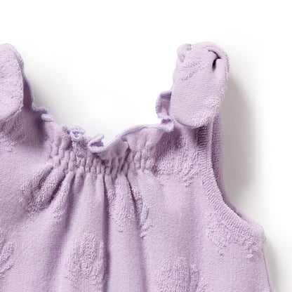 WILSON AND FRENCHY ORGANIC TERRY TIE PLAYSUIT | LAVENDER SHELLS