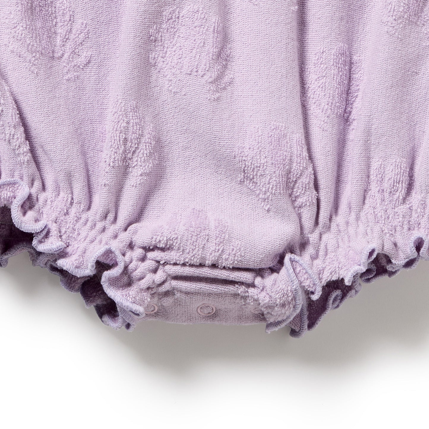 WILSON AND FRENCHY ORGANIC TERRY TIE PLAYSUIT | LAVENDER SHELLS