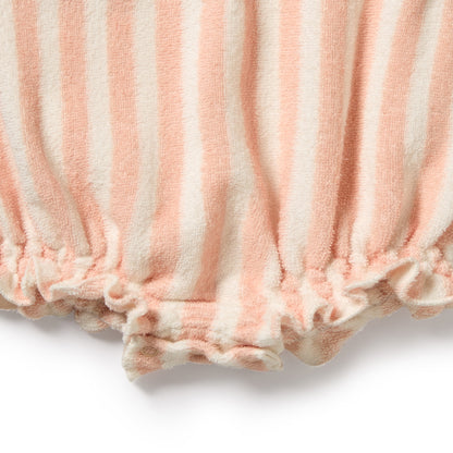 WILSON AND FRENCHY ORGANIC TERRY TIE PLAYSUIT | STRAWBERRY WAVE