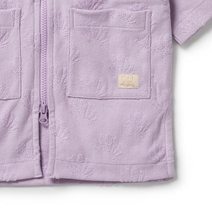 WILSON AND FRENCHY ZIP HOODED TOWEL | LAVENDER SHELLS