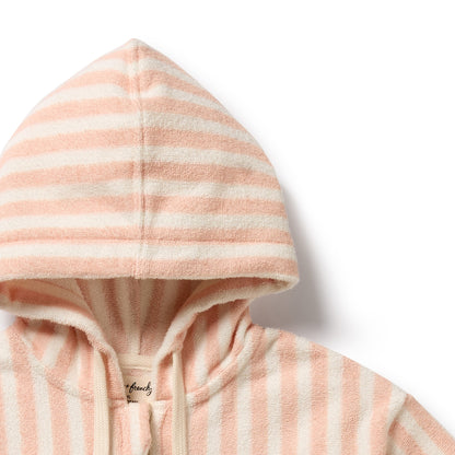 WILSON AND FRENCHY ZIP HOODED TOWEL | STRAWBERRY WAVE