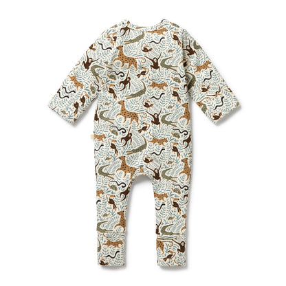 WILSON AND FRENCHY ORGANIC COTTON ZIPSUIT WITH FEET | MINI JUNGLE