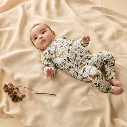 WILSON AND FRENCHY ORGANIC COTTON ZIPSUIT WITH FEET | MINI JUNGLE