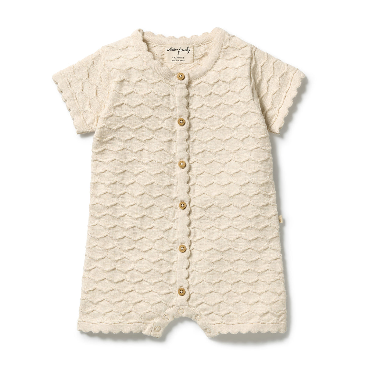WILSON AND FRENCHY | KNITTED CHEVRON GROWSUIT | MILK CLOUD