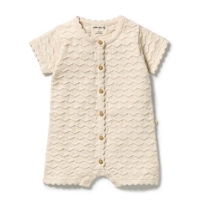 WILSON AND FRENCHY | KNITTED CHEVRON GROWSUIT | MILK CLOUD