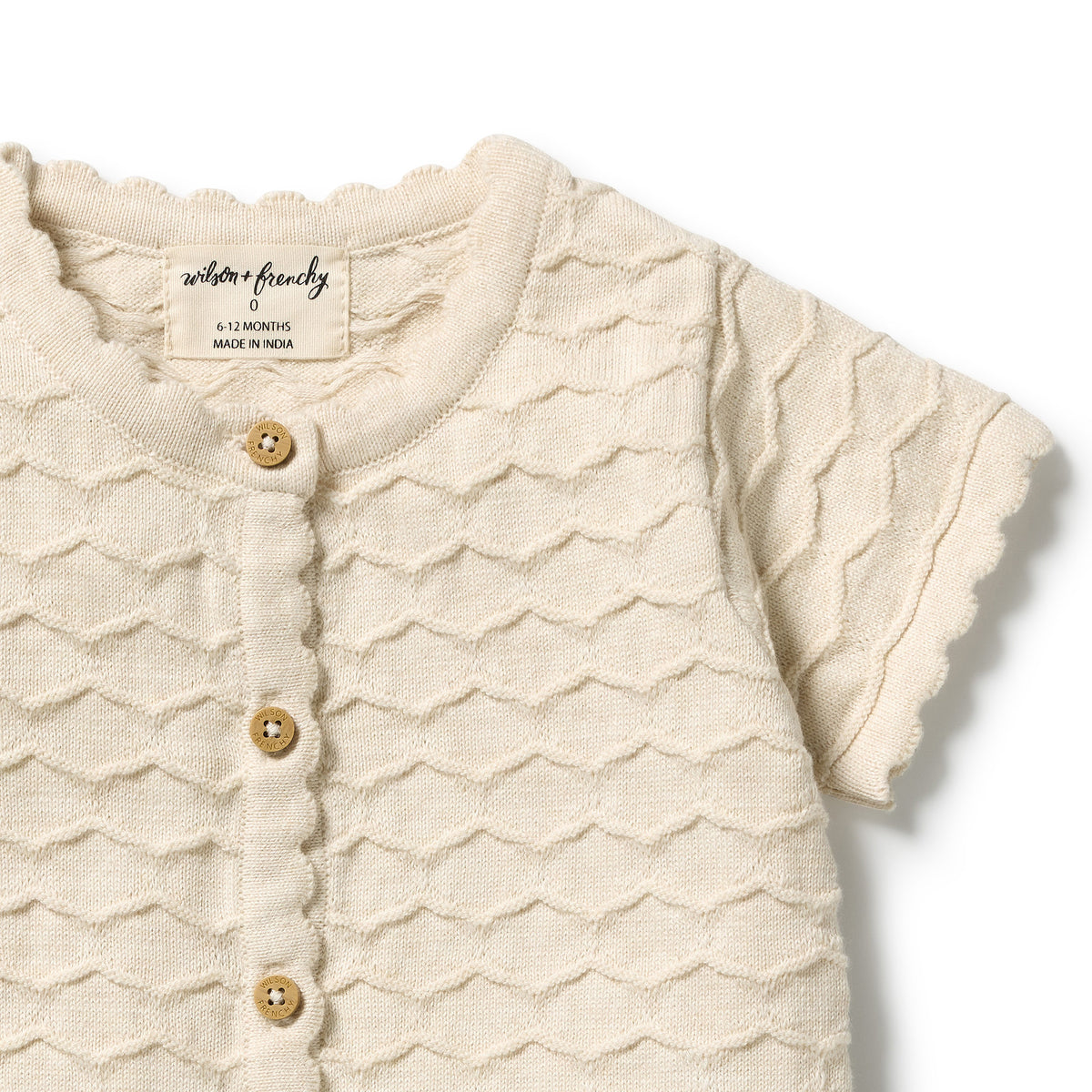 WILSON AND FRENCHY | KNITTED CHEVRON GROWSUIT | MILK CLOUD