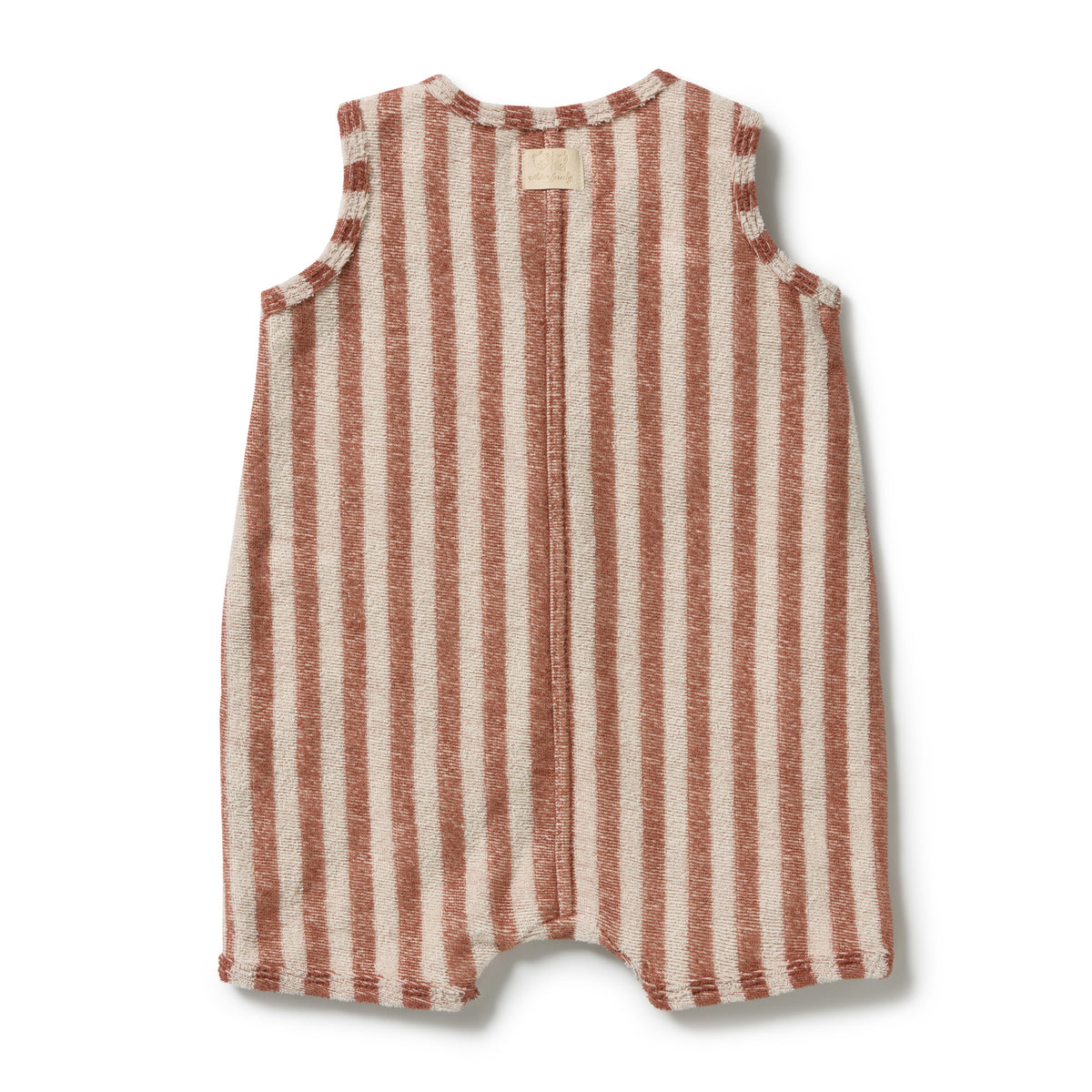 WILSON AND FRNECHY | ORGANIC TERRY GROWSUIT | CHERRY COLA STRIPE