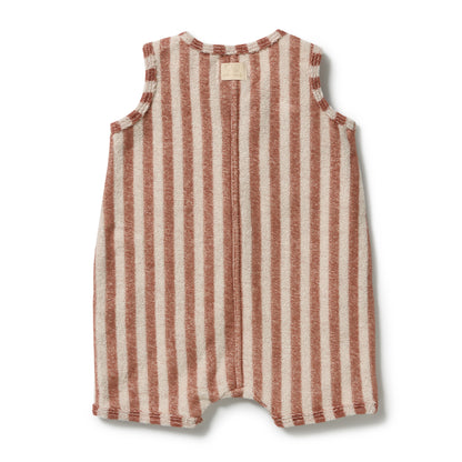 WILSON AND FRNECHY | ORGANIC TERRY GROWSUIT | CHERRY COLA STRIPE
