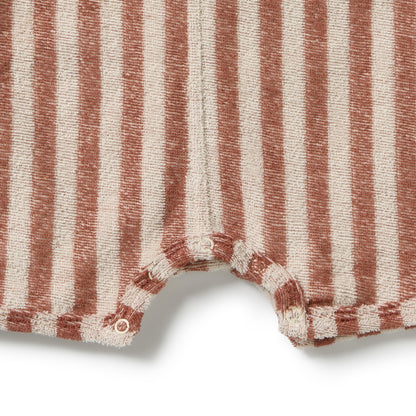 WILSON AND FRNECHY | ORGANIC TERRY GROWSUIT | CHERRY COLA STRIPE