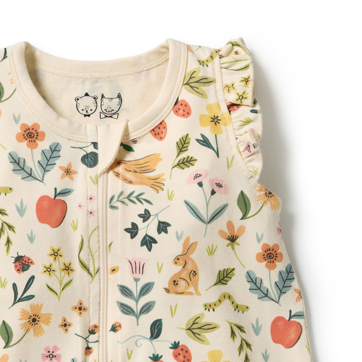 WILSON AND FRENCHY | ORGANIC RUFFLE ZIPSUIT | SUMMER GARDEN