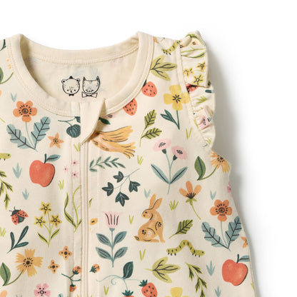WILSON AND FRENCHY | ORGANIC RUFFLE ZIPSUIT | SUMMER GARDEN