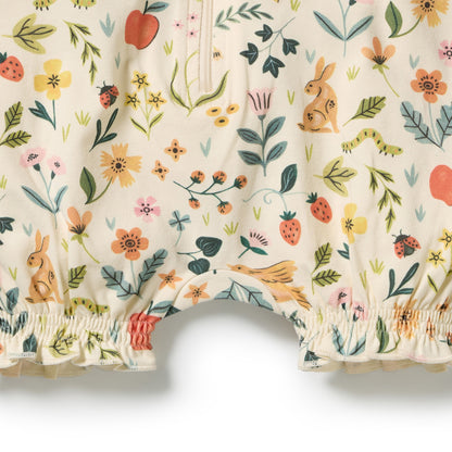 WILSON AND FRENCHY | ORGANIC RUFFLE ZIPSUIT | SUMMER GARDEN