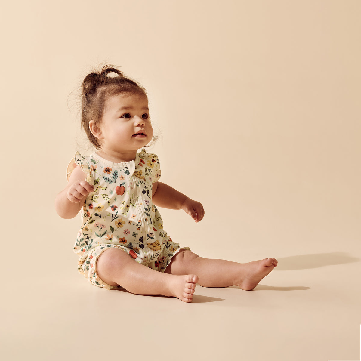 WILSON AND FRENCHY | ORGANIC RUFFLE ZIPSUIT | SUMMER GARDEN