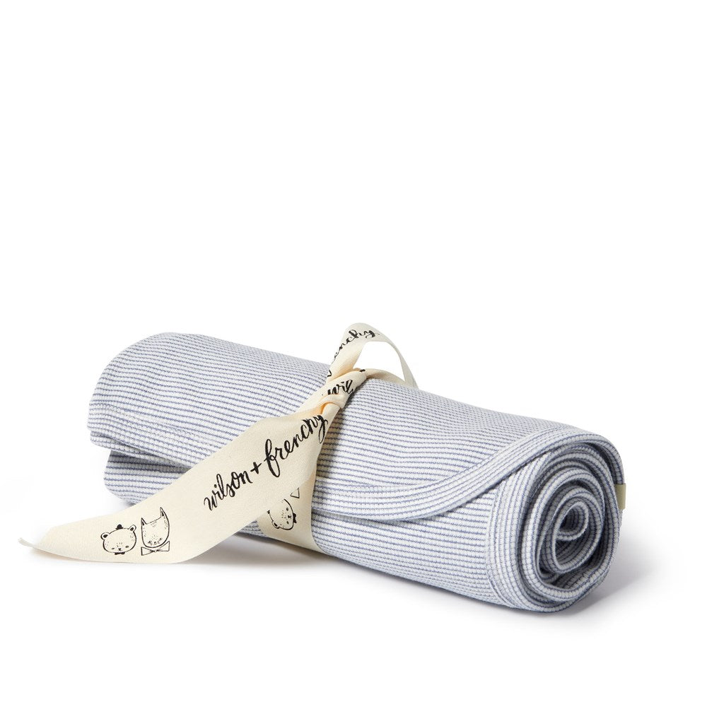 Wilson and Frenchy Organic Stripe Rib Bunny Rug - Rain Drop