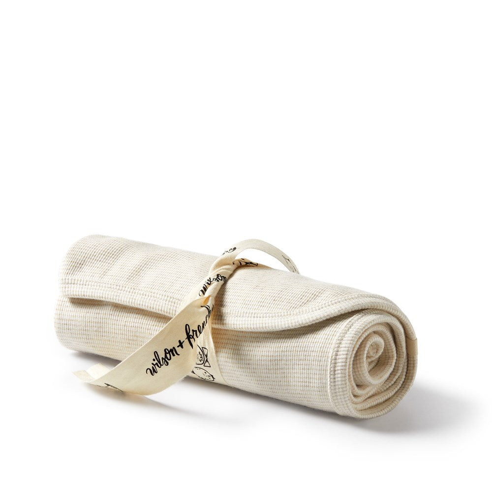 Wilson and Frenchy Organic Stripe Rib Bunny Rug - Oatmeal