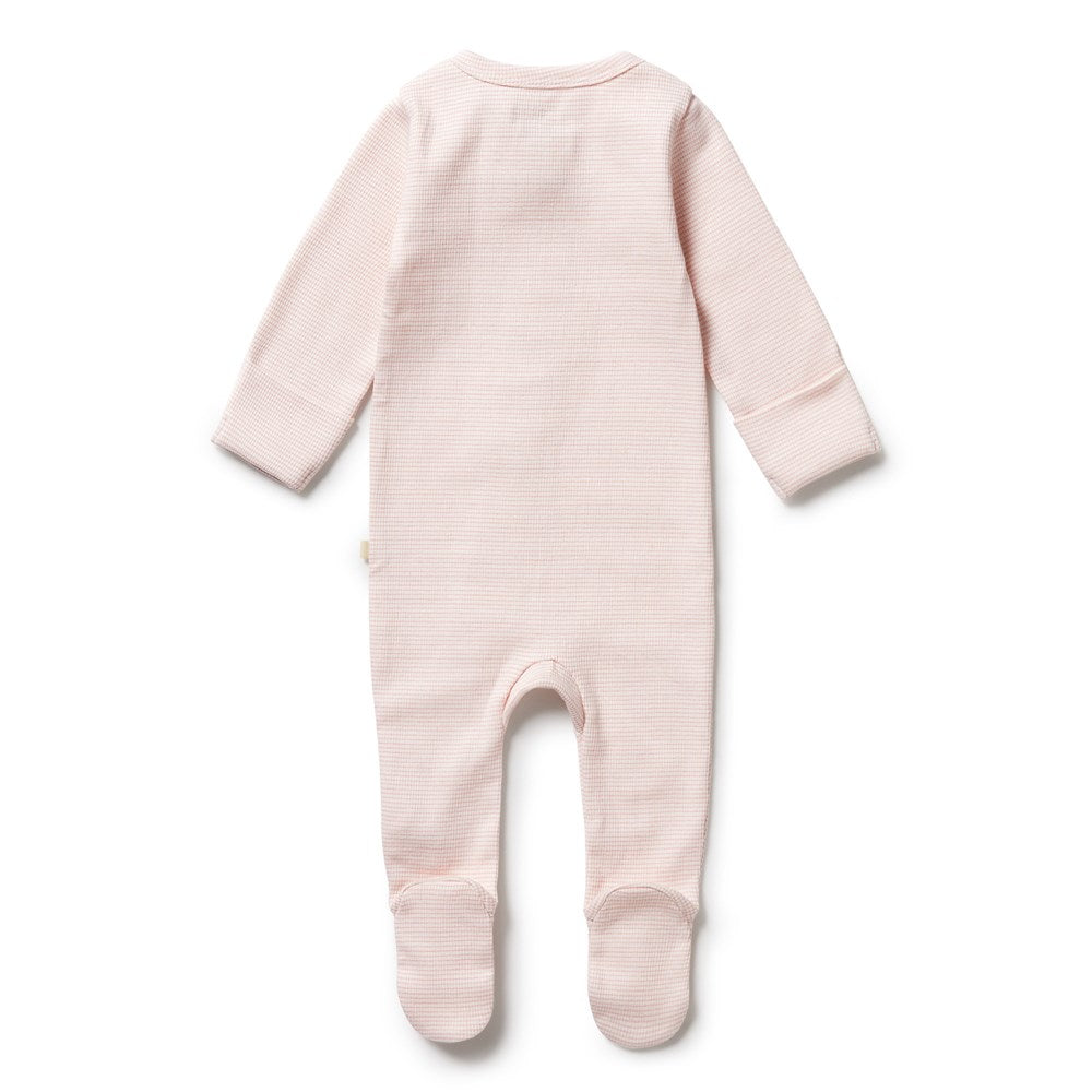 Wilson and Frenchy Organic Stripe Rib Growsuit - Cantaloupe