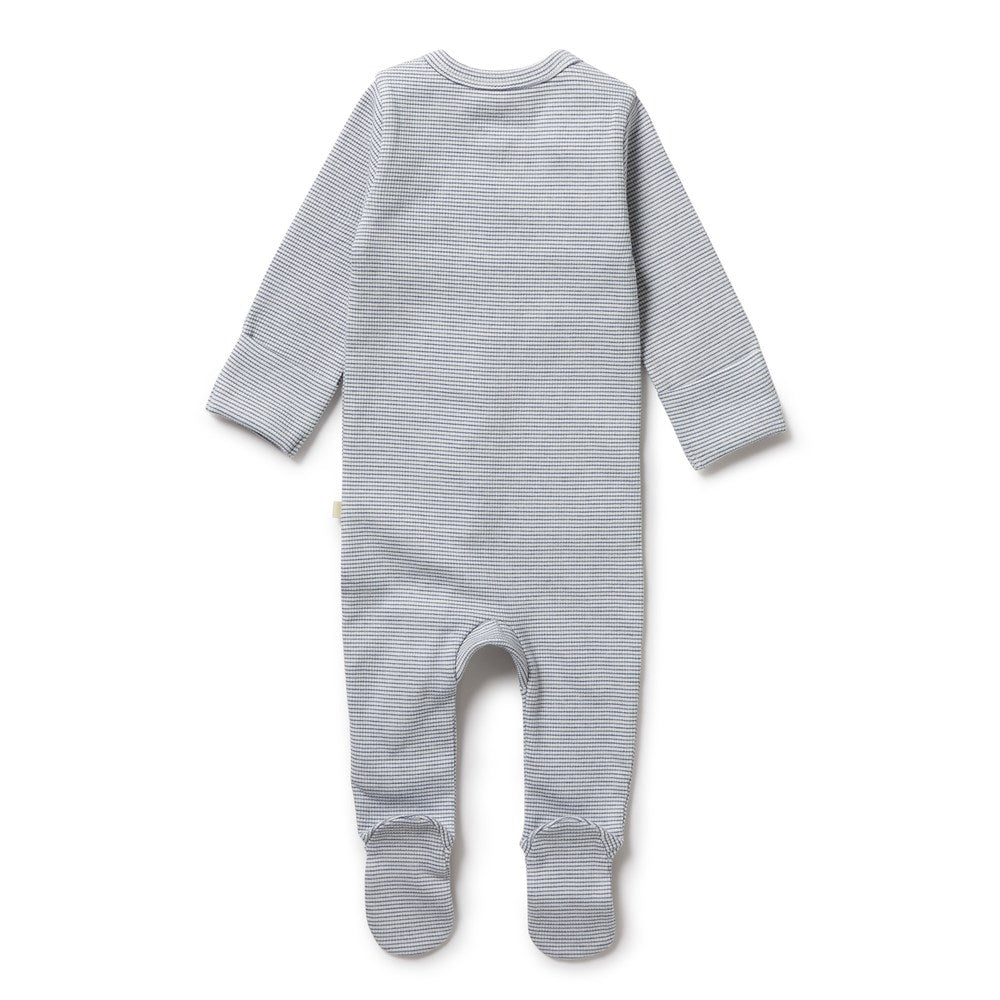 Wilson and Frenchy Organic Stripe Rib Growsuit - Rain Drop