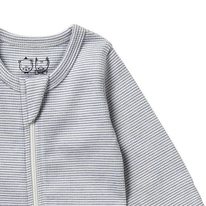 Wilson and Frenchy Organic Stripe Rib Growsuit - Rain Drop