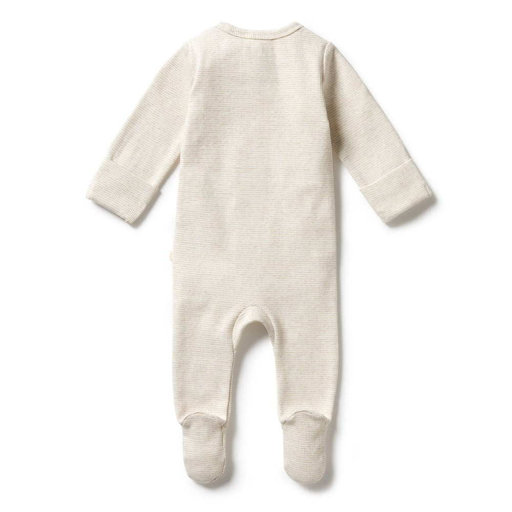 Wilson and Frenchy Organic Stripe Rib Growsuit - Oatmeal