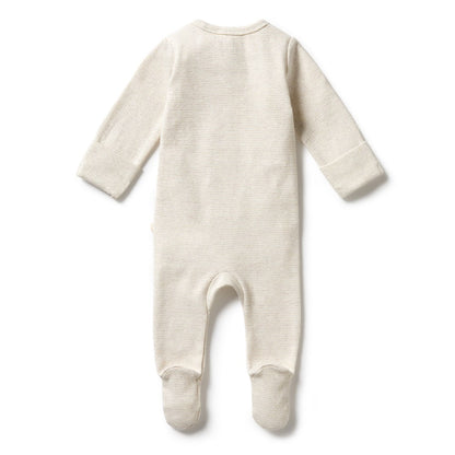 Wilson and Frenchy Organic Stripe Rib Growsuit - Oatmeal