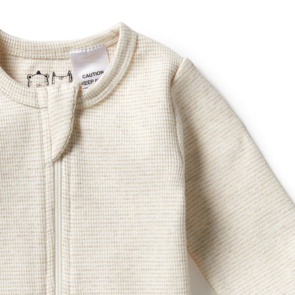 Wilson and Frenchy Organic Stripe Rib Growsuit - Oatmeal