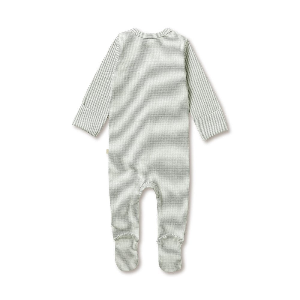 Wilson and Frenchy Organic Stripe Rib Growsuit - Fern