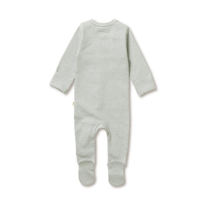 Wilson and Frenchy Organic Stripe Rib Growsuit - Fern