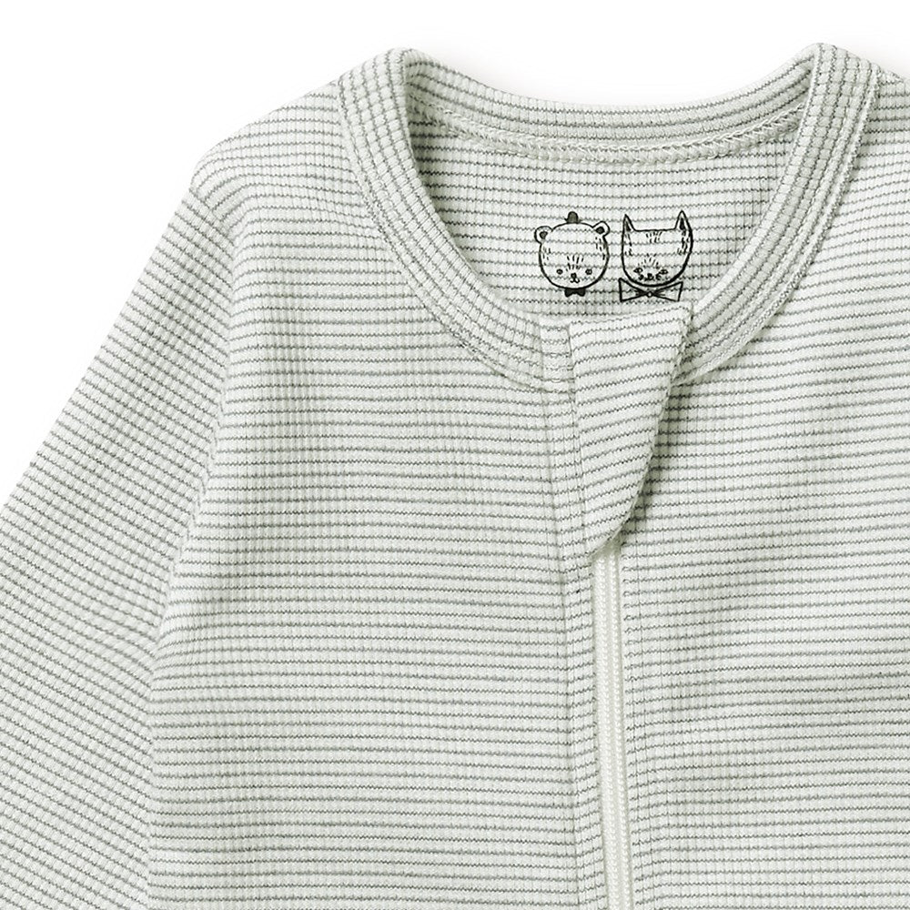 Wilson and Frenchy Organic Stripe Rib Growsuit - Fern