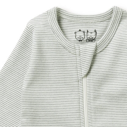 Wilson and Frenchy Organic Stripe Rib Growsuit - Fern