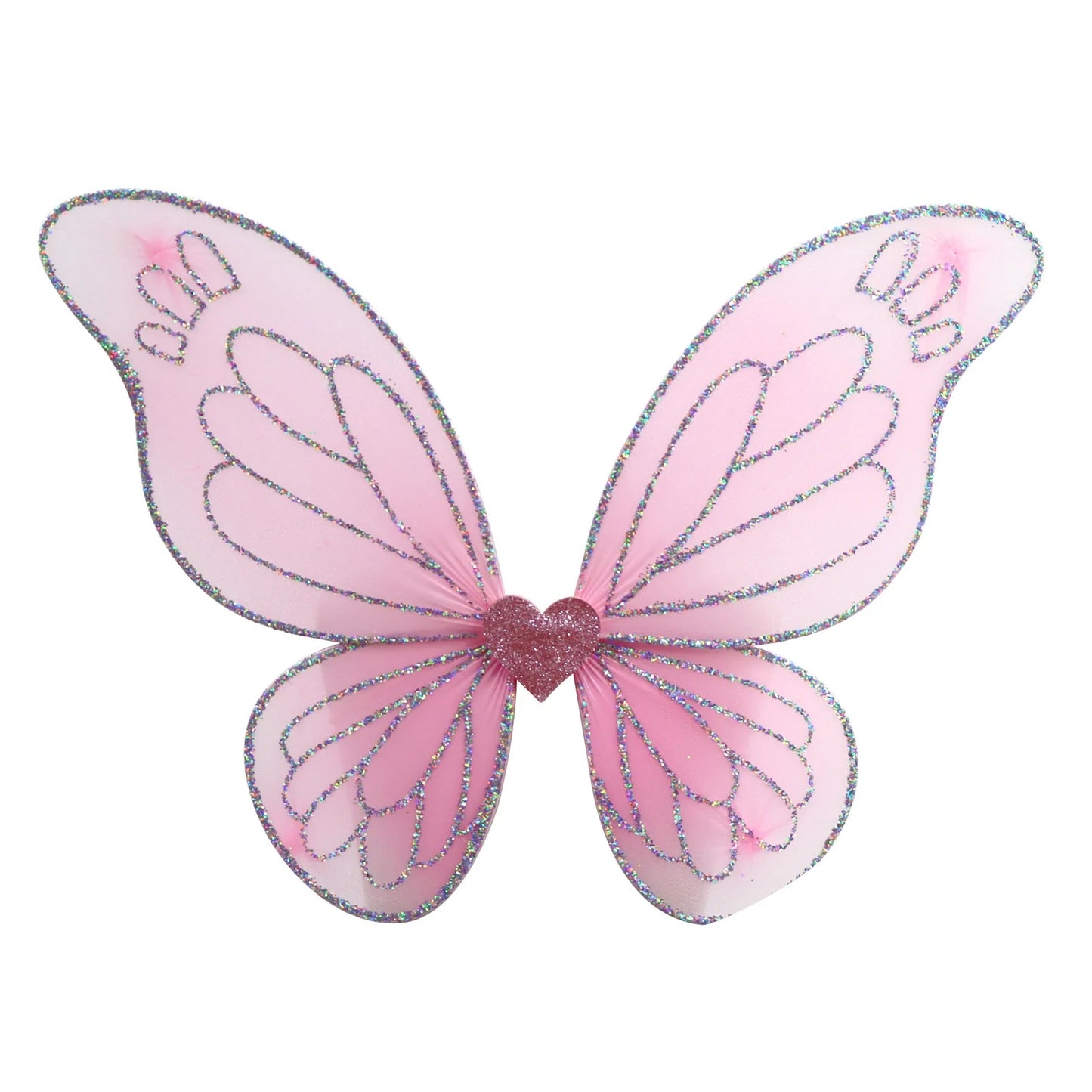 Pink butterfly wings with glitter on a white background