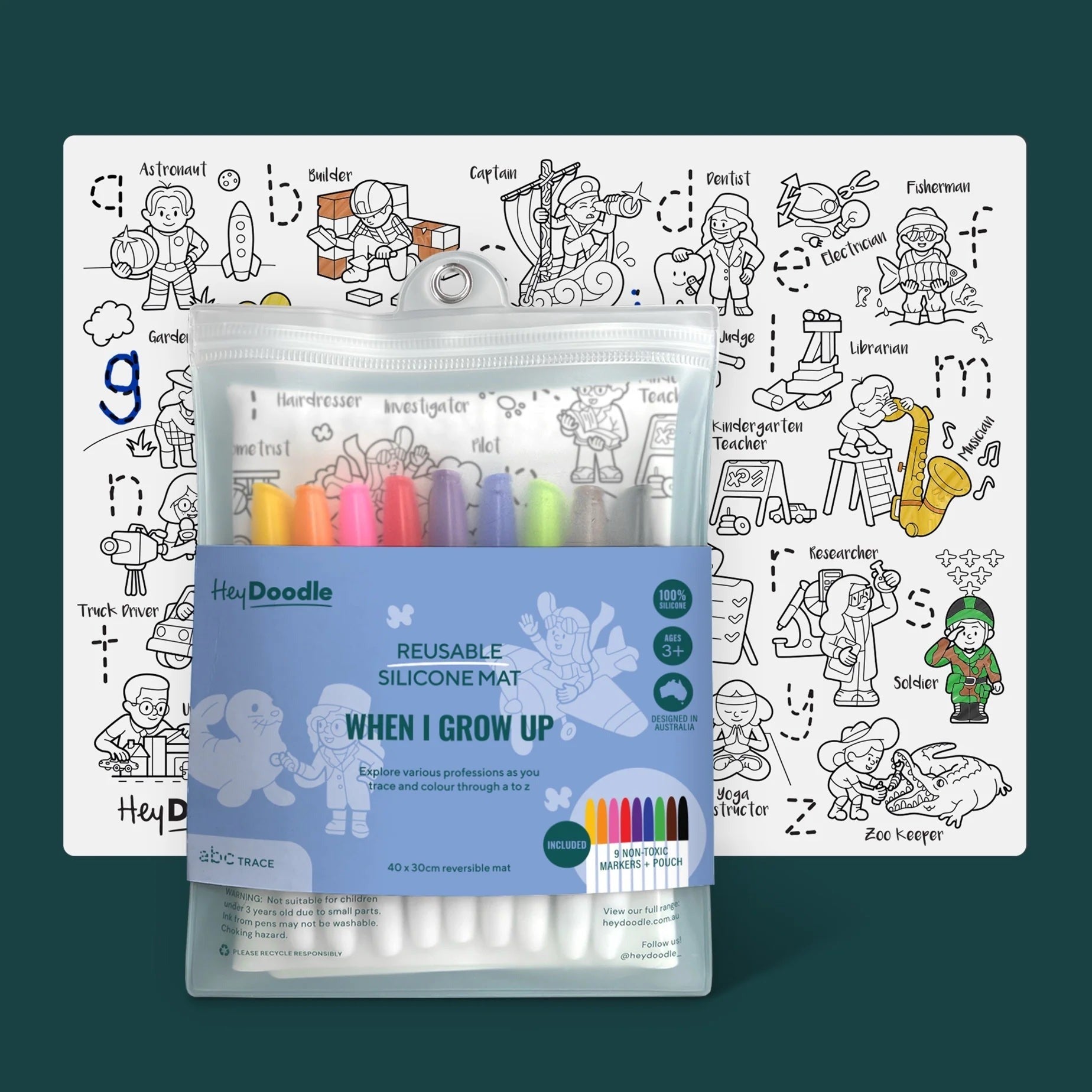 hey doodle silicone colouring mat - angus and dudley