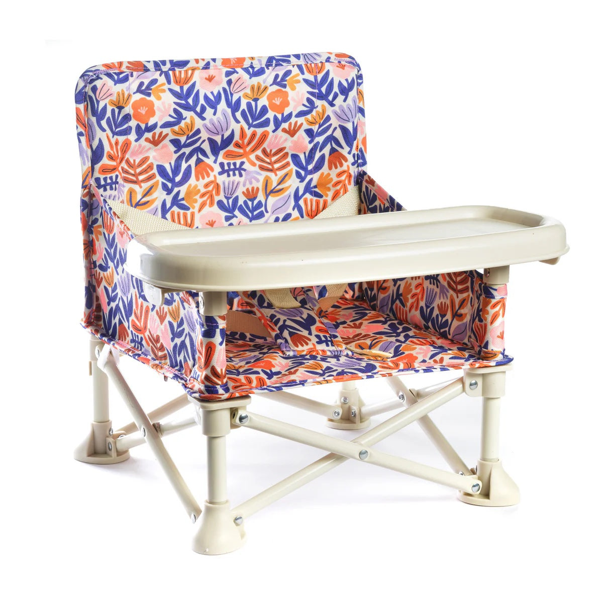 Foldable chair with floral pattern on a white background