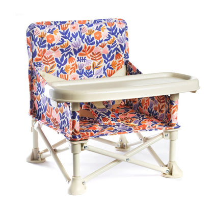 Foldable chair with floral pattern on a white background