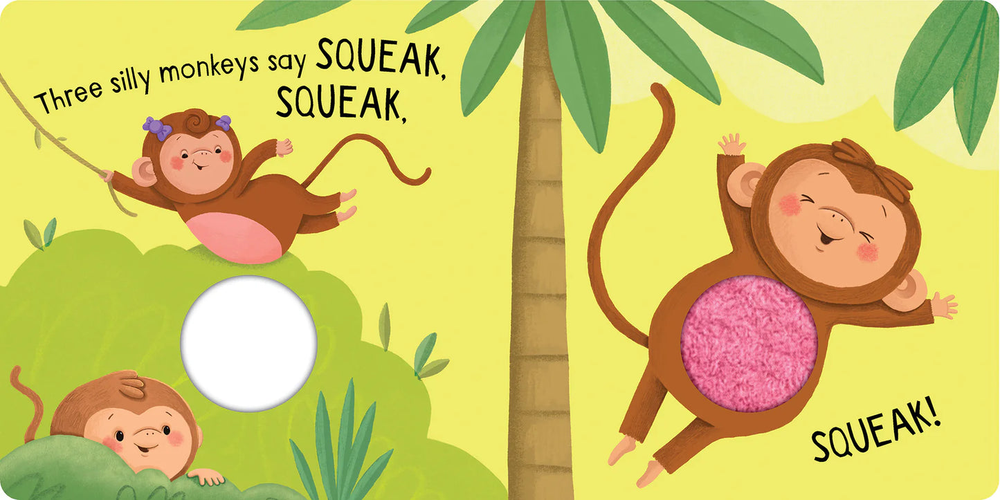 Kids Squeaky Plush Board Book - Five Silly Monkeys